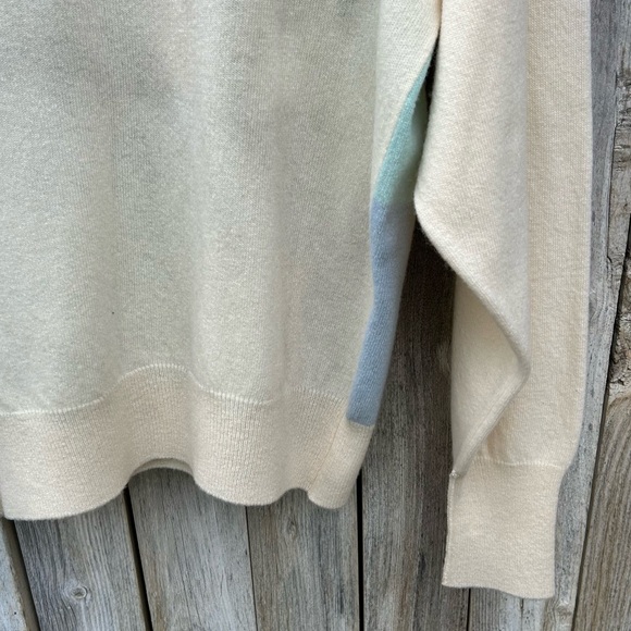 Barrie W. Bill LTD Vintage Color Block Sweater Lambswool Cream Blue M - Picture 12 of 14